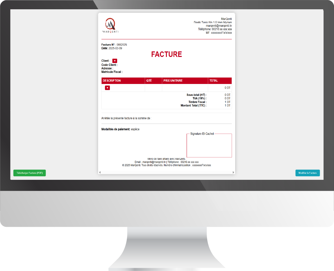 Illustration des factures MQ-RP