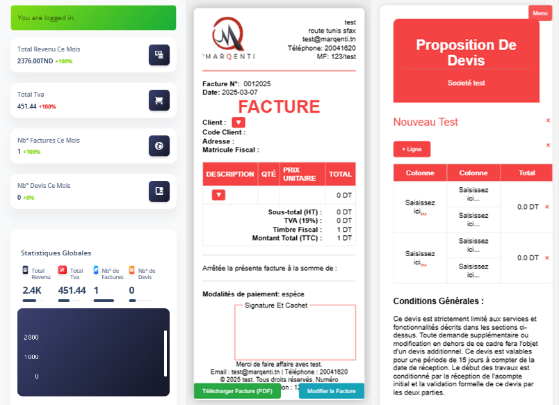 Interface mobile complète de MQ-RP